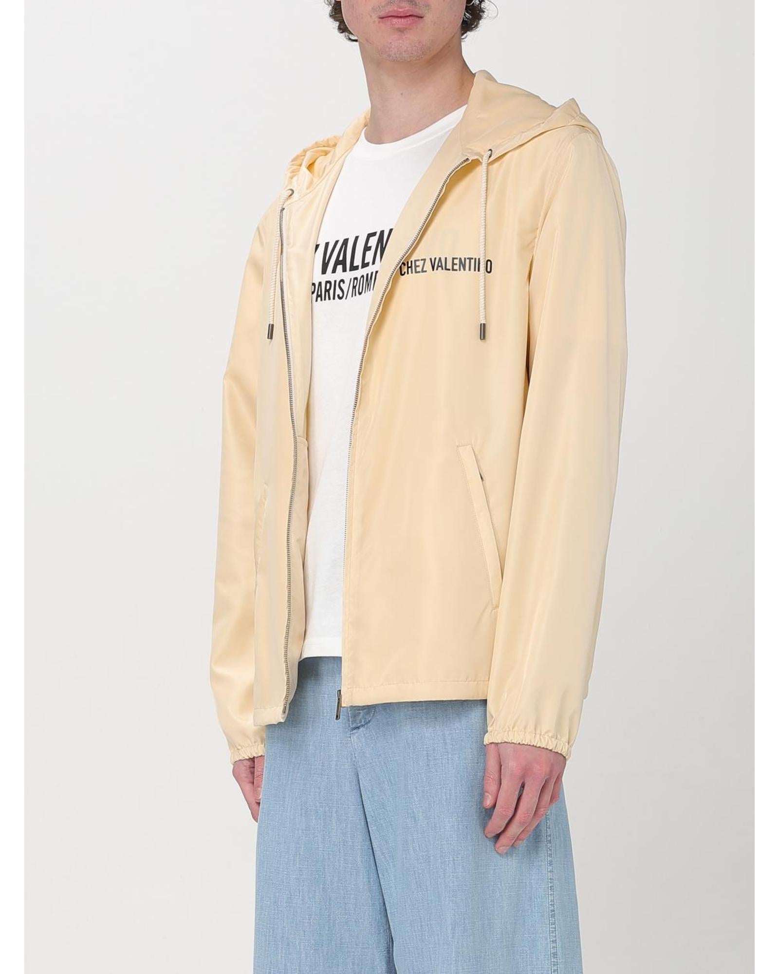 Valentino Hooded Windbreaker Jacket Men Yellow Cream