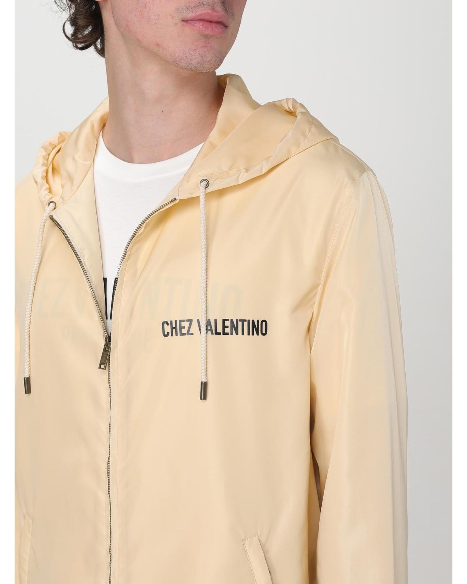 Valentino Hooded Windbreaker Jacket Men Yellow Cream