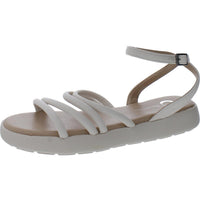 Womens Faux Leather Ankle Strap Flatform Sandals 6.5 Medium Ivory