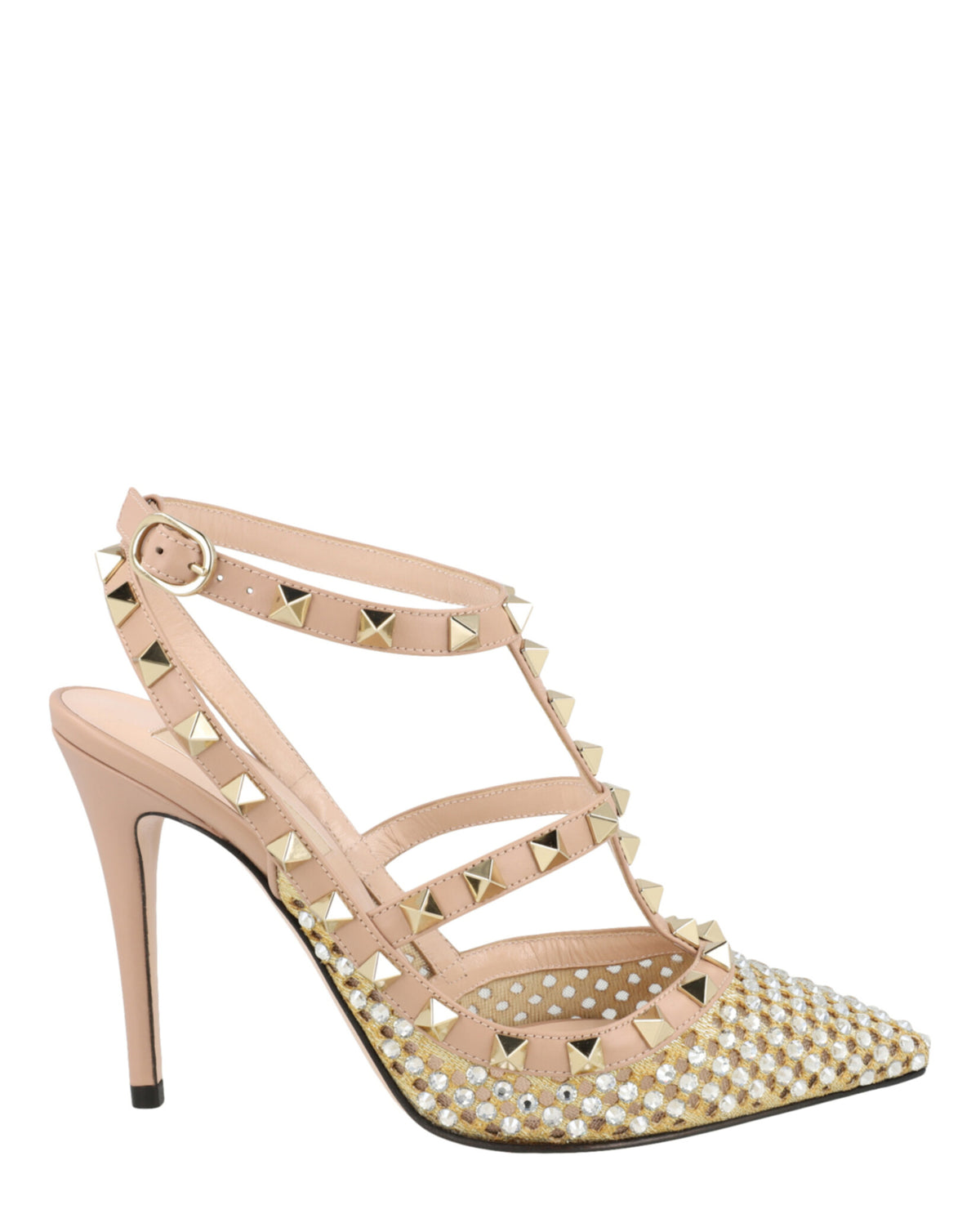 Valentino Valentino Womens Rockstud Embellished Mesh Caged Pumps