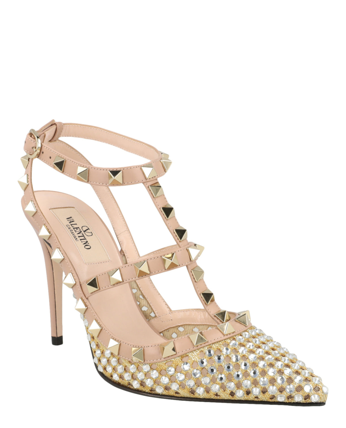 Valentino Valentino Womens Rockstud Embellished Mesh Caged Pumps