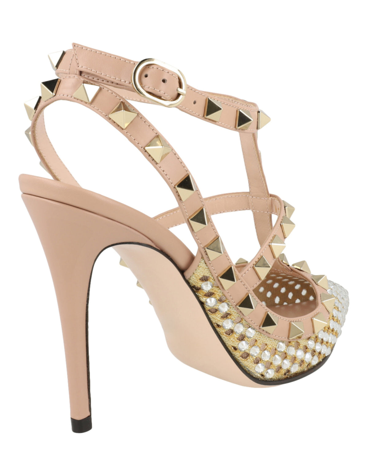 Valentino Valentino Womens Rockstud Embellished Mesh Caged Pumps