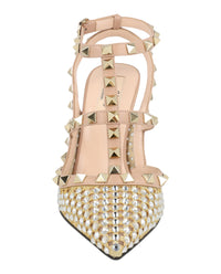Valentino Valentino Womens Rockstud Embellished Mesh Caged Pumps