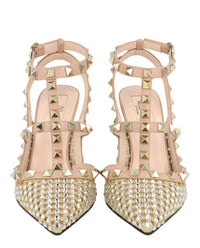 Valentino Valentino Womens Rockstud Embellished Mesh Caged Pumps