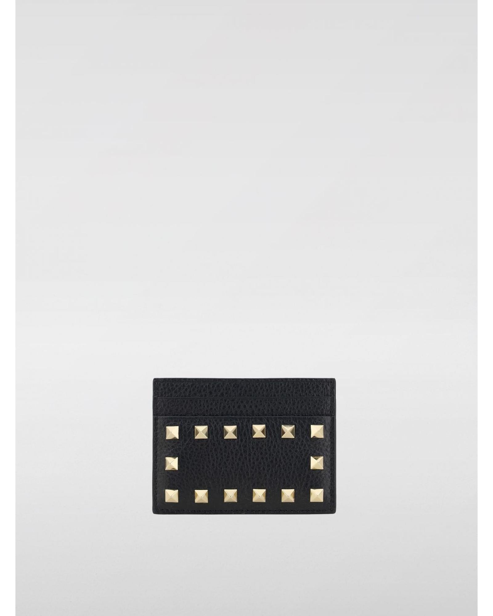 Valentino Garavani Rockstud Card Holder Leather Wallet Women Black