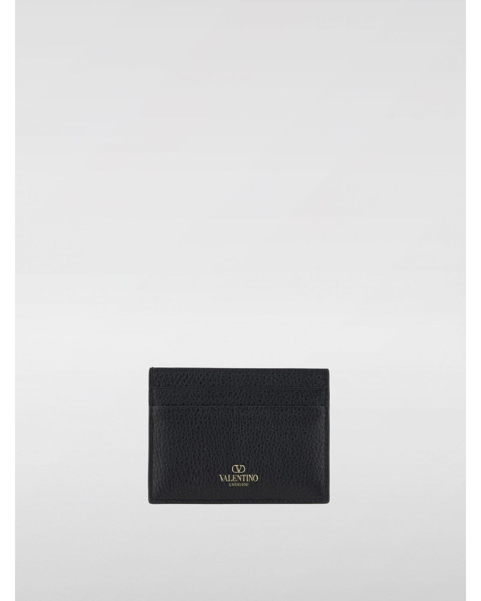 Valentino Garavani Rockstud Card Holder Leather Wallet Women Black