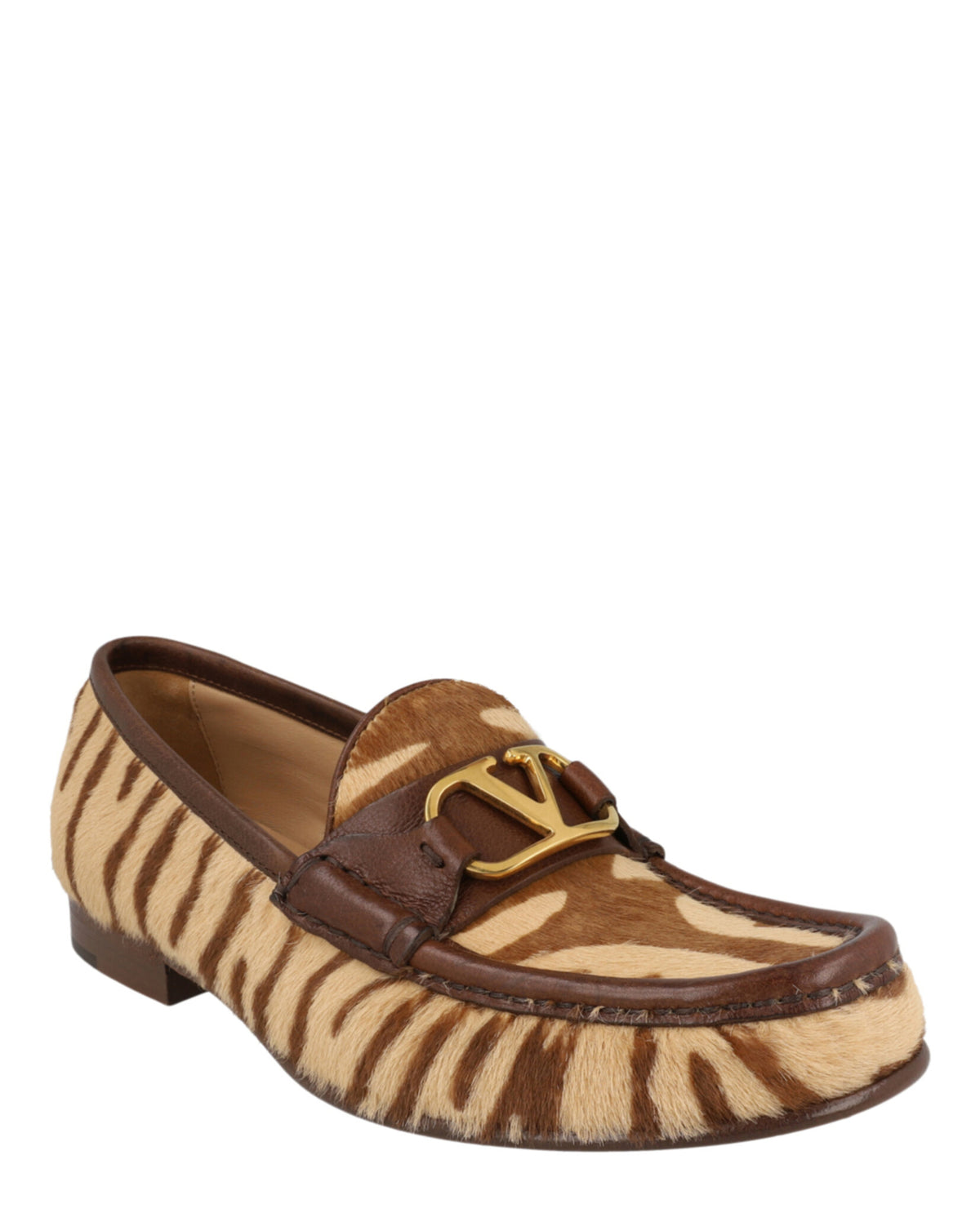 Valentino Valentino Womens VLogo Signature Zebra-Print Loafers