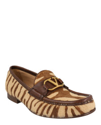 Valentino Valentino Womens VLogo Signature Zebra-Print Loafers