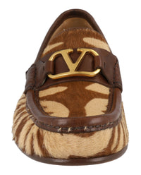 Valentino Valentino Womens VLogo Signature Zebra-Print Loafers