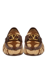 Valentino Valentino Womens VLogo Signature Zebra-Print Loafers