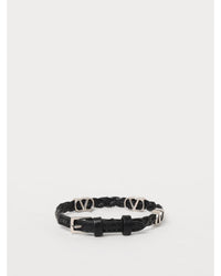 Valentino Garavani Leather Bracelet Men Black Jewelry