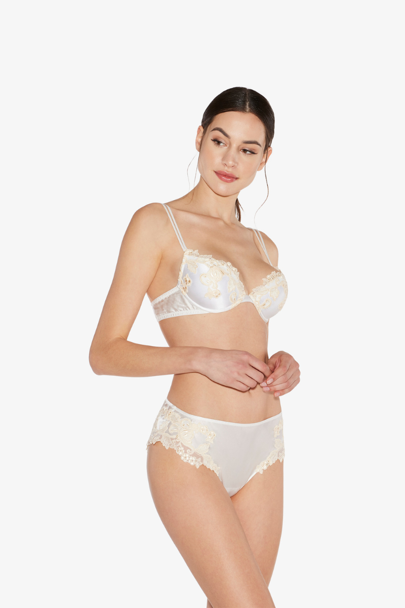 La Perla White Silk Medium Briefs With Frastaglio Cfi0019229