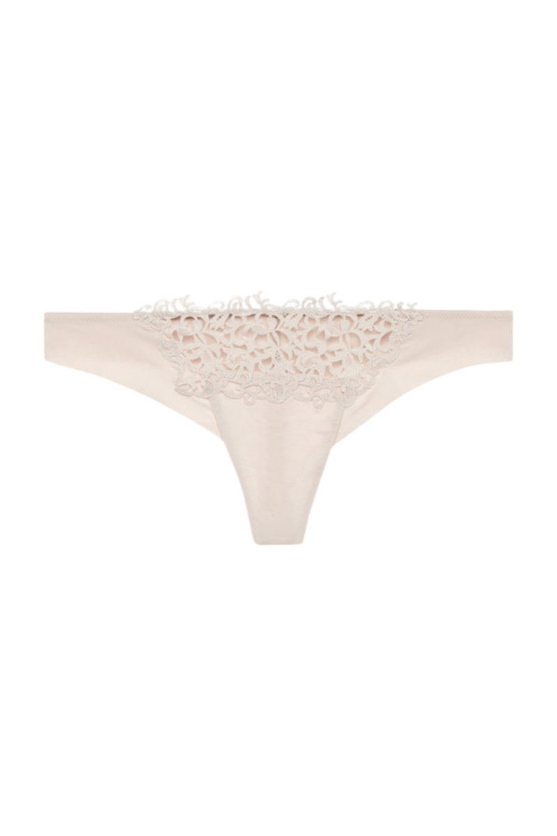 La Perla Rose Beige Macramé Thong