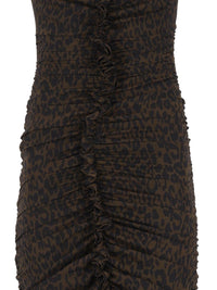 Rotate Women Ruched Leopard-Print Midi Dress