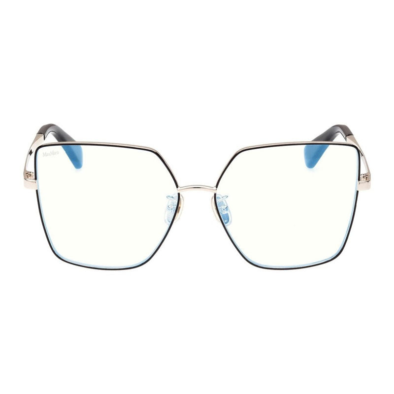Max Mara Max Mara Eyeglasses Butterfly Full Rim, Black/Gold Frame and Clear/Blue-light Block Lenses Lens MM5073-H-B005