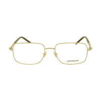 Montblanc Eyeglasses Square Full Rim, Gold Frame and Clear Demo Lenses Lens MB0072O003