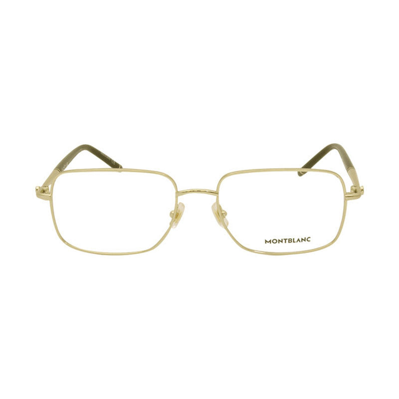 Montblanc Eyeglasses Square Full Rim, Gold Frame and Clear Demo Lenses Lens MB0072O003