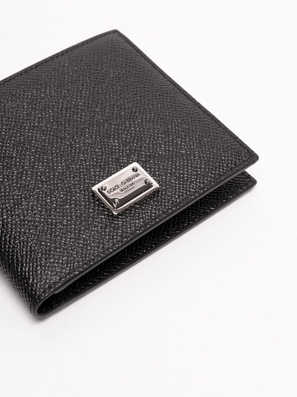 Dolce & Gabbana Men Calfskin Bifold Wallet With Logo Tag