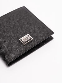 Dolce & Gabbana Men Calfskin Bifold Wallet With Logo Tag