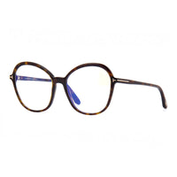 Tom Ford Eyeglasses Cat Eye Full Rim, Shiny Black Frame and Clear Blue Light Block Lens FT5577-B001