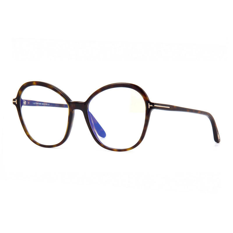 Tom Ford Eyeglasses Cat Eye Full Rim, Shiny Black Frame and Clear Blue Light Block Lens FT5577-B001