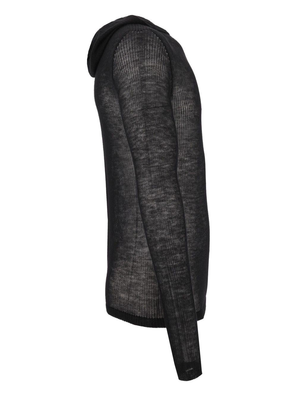 Rick Owens Rick Owens Men Ribbed Cashmere Hooded Pullover