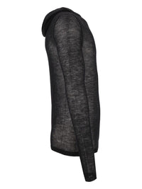 Rick Owens Rick Owens Men Ribbed Cashmere Hooded Pullover