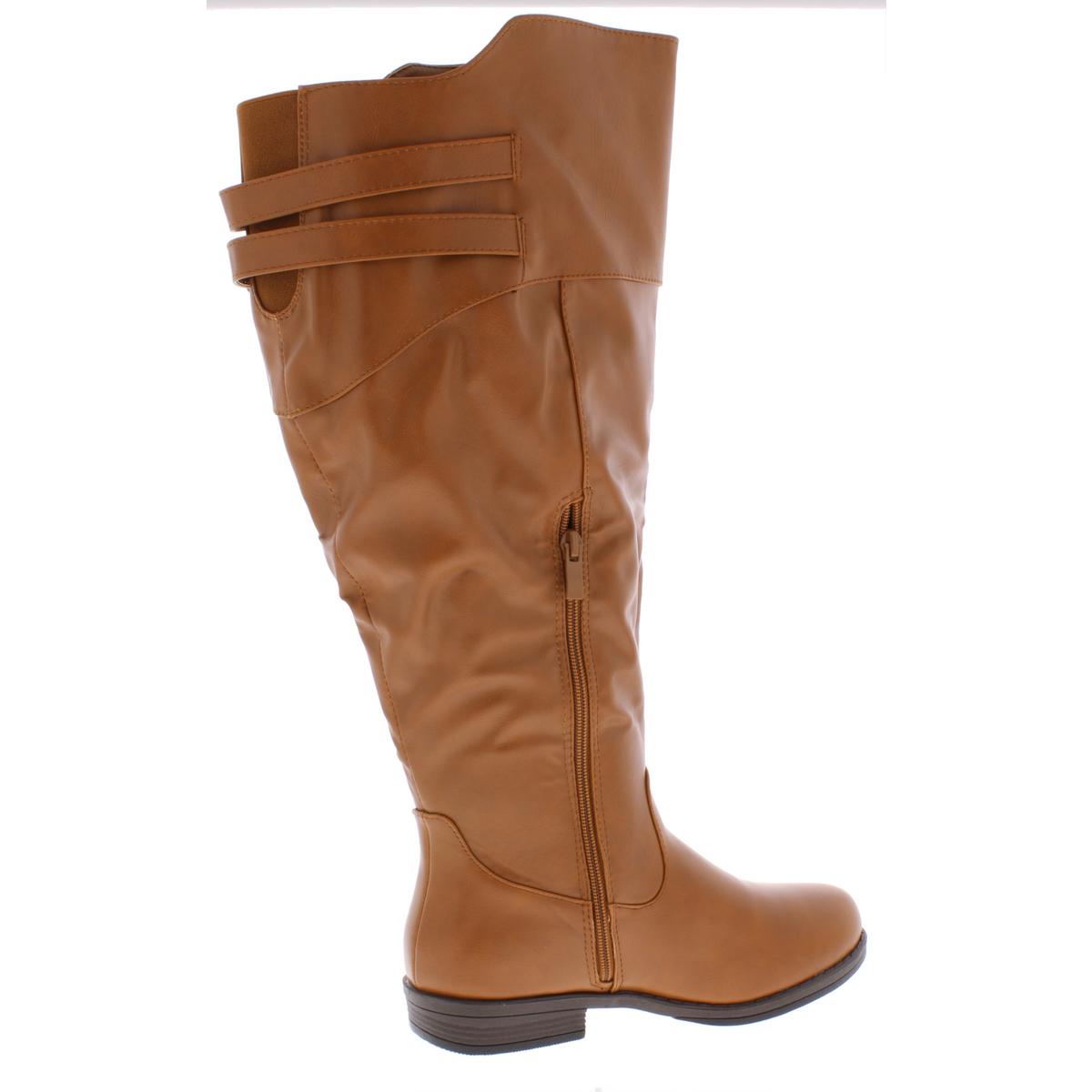 Tori Womens Faux Leather Wide Calf Knee-High Boots