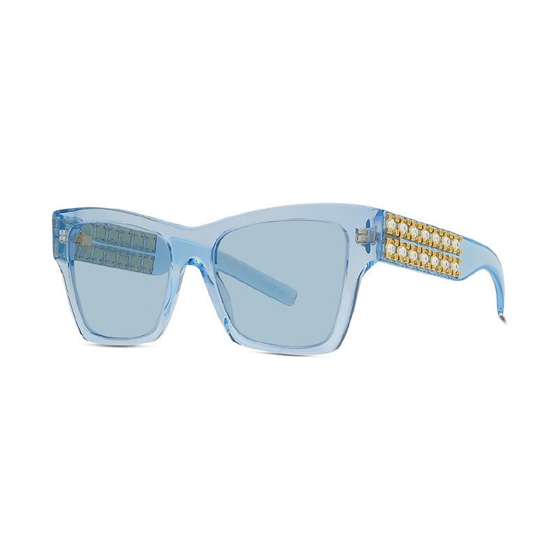 Givenchy Sunglasses Square Full Rim, Shiny Black and Studs Frame and Grey Lens GV40076I01A