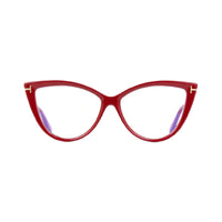 Tom Ford Eyeglasses Cat Eye Full Rim, Black Frame and Clear Blue Light Block Lens FT5843-B005