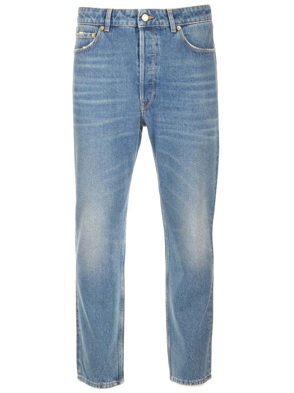 Golden Goose Men "Golden Happy" Stone Washed Jeans