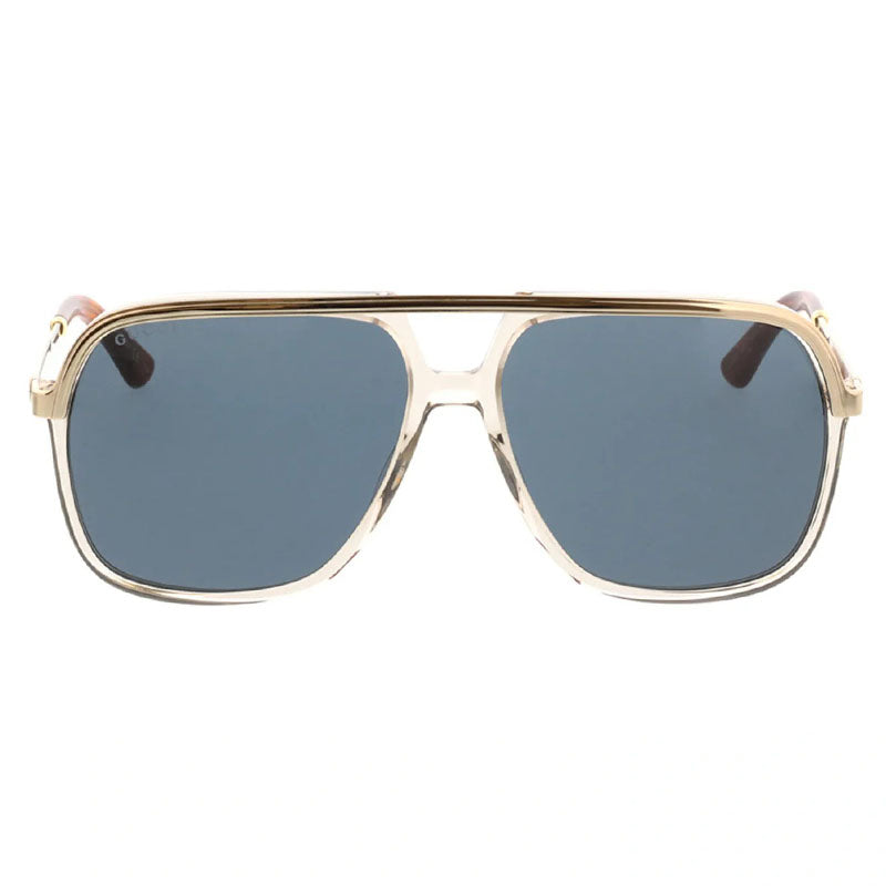 Gucci Sunglasses Aviator Full Rim, Brown Frame and Blue Lens GG0200S004