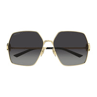 Gucci Sunglasses Square Full Rim, Gold Frame and Grey Gradient Lens GG2163S001