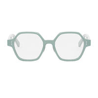 Celine Eyeglasses Geometric Full Rim, Shiny Lime Transparent Frame and Clear Demo Lens Lens CL50142F093