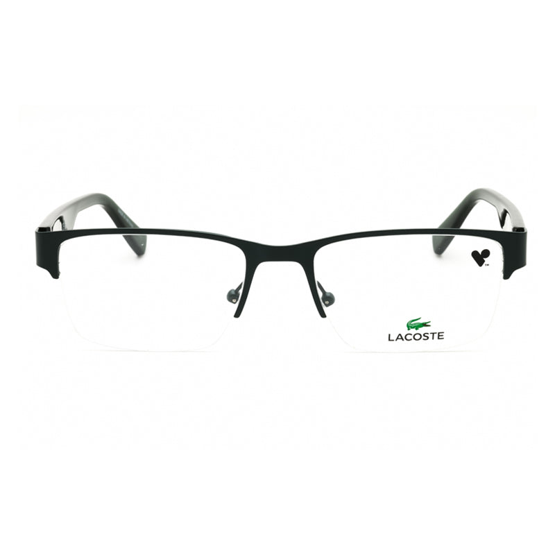 Lacoste Eyeglasses Rectangle Semi Rim, Matte Green Frame and Clear Demo Lenses Lens L2299N301