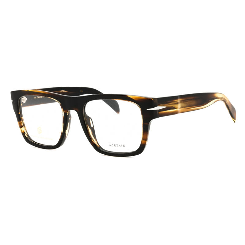 David Beckham Eyeglasses Square Full Rim, Striped Brown Frame and Clear Demo Lenses Lens DB7020/BOLD0KVI00