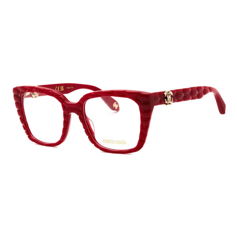 Roberto Cavalli Eyeglasses Square Full Rim, Shiny Red Frame and Clear Demo Lenses Lens VRC106V09EZ