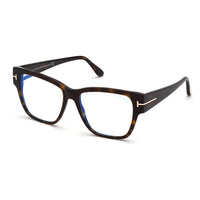 Tom Ford Eyeglasses Square Full Rim, Transparent Rose Frame and Clear Blue Light Block Lens FT5745-B072