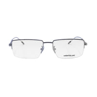 Montblanc Eyeglasses Rectangle Semi Rim, Silver Frame and Clear Demo Lens Lens MB0113O001