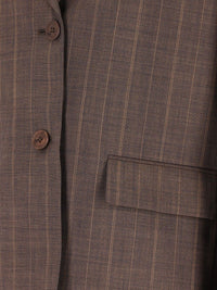 Ganni Women Brown Pinstriped Wool Blazer