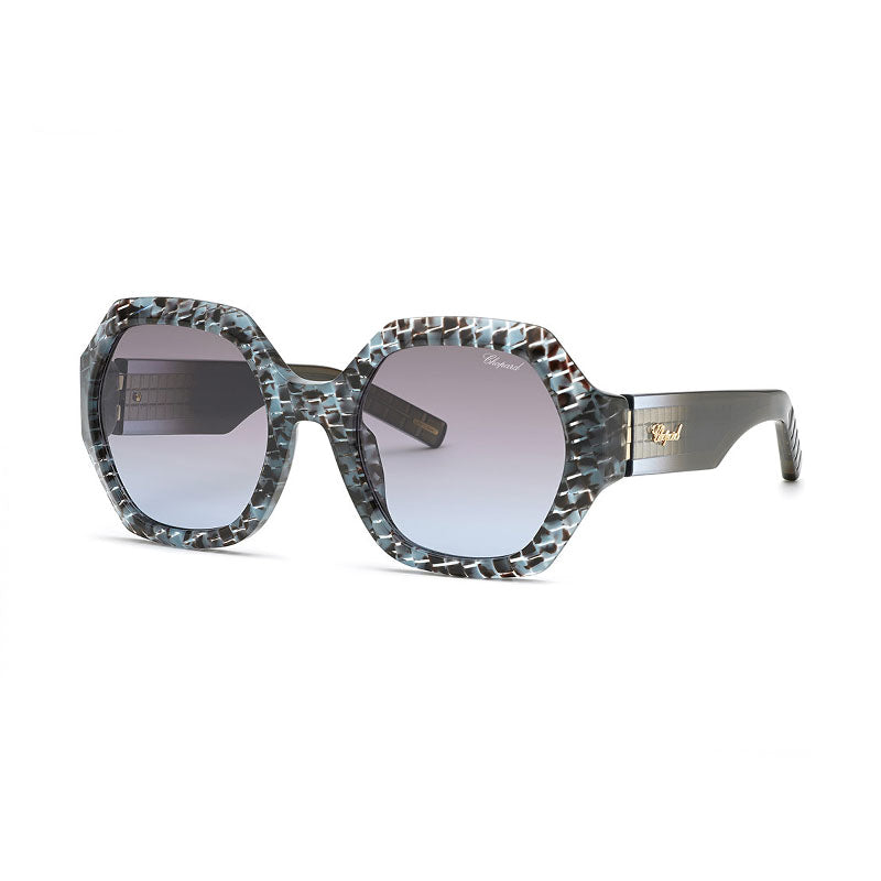 Chopard Sunglasses Round Full Rim, Scales Azure Havana Frame and Brown Gradient Blue Lens SCH362M0T66