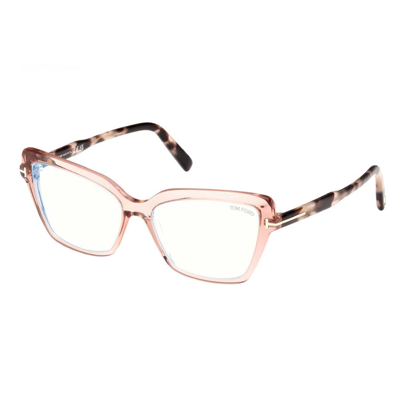 Tom Ford Eyeglasses Cat Eye Full Rim, Shiny Black Frame and Clear/Blue-Light Block Lenses Lens FT5948-B001