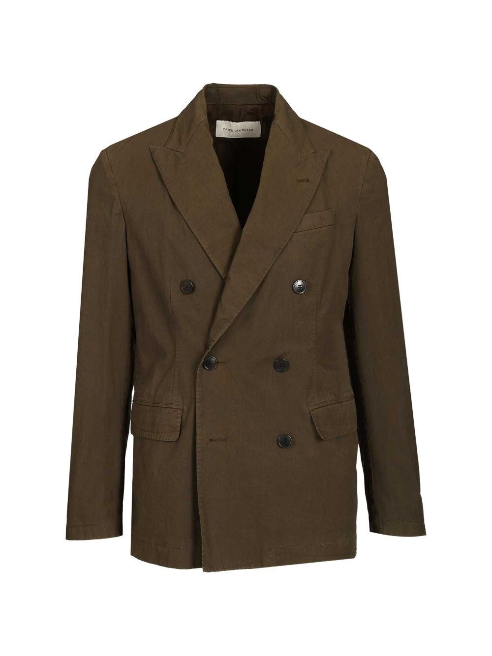 Dries Van Noten Men Double-Breasted Cotton Blazer