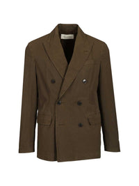Dries Van Noten Men Double-Breasted Cotton Blazer