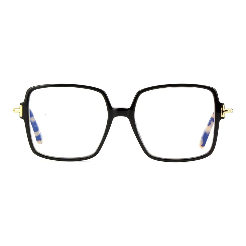 Tom Ford Tom Ford Eyeglasses Square Full Rim, Black Frame and Clear/Blue-Light Block Lenses Lens FT5915-B005
