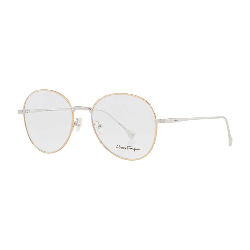 Salvatore Ferragamo Eyeglasses Aviator Full Rim, Gold/Palladium Frame and Clear Demo Lens Lens SF2189724