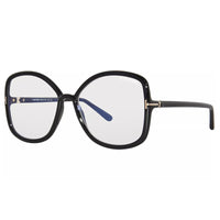 Tom Ford Eyeglasses Butterfly Full Rim, Shiny Black Frame and Clear Demo Lenses Lens FT5845-B001