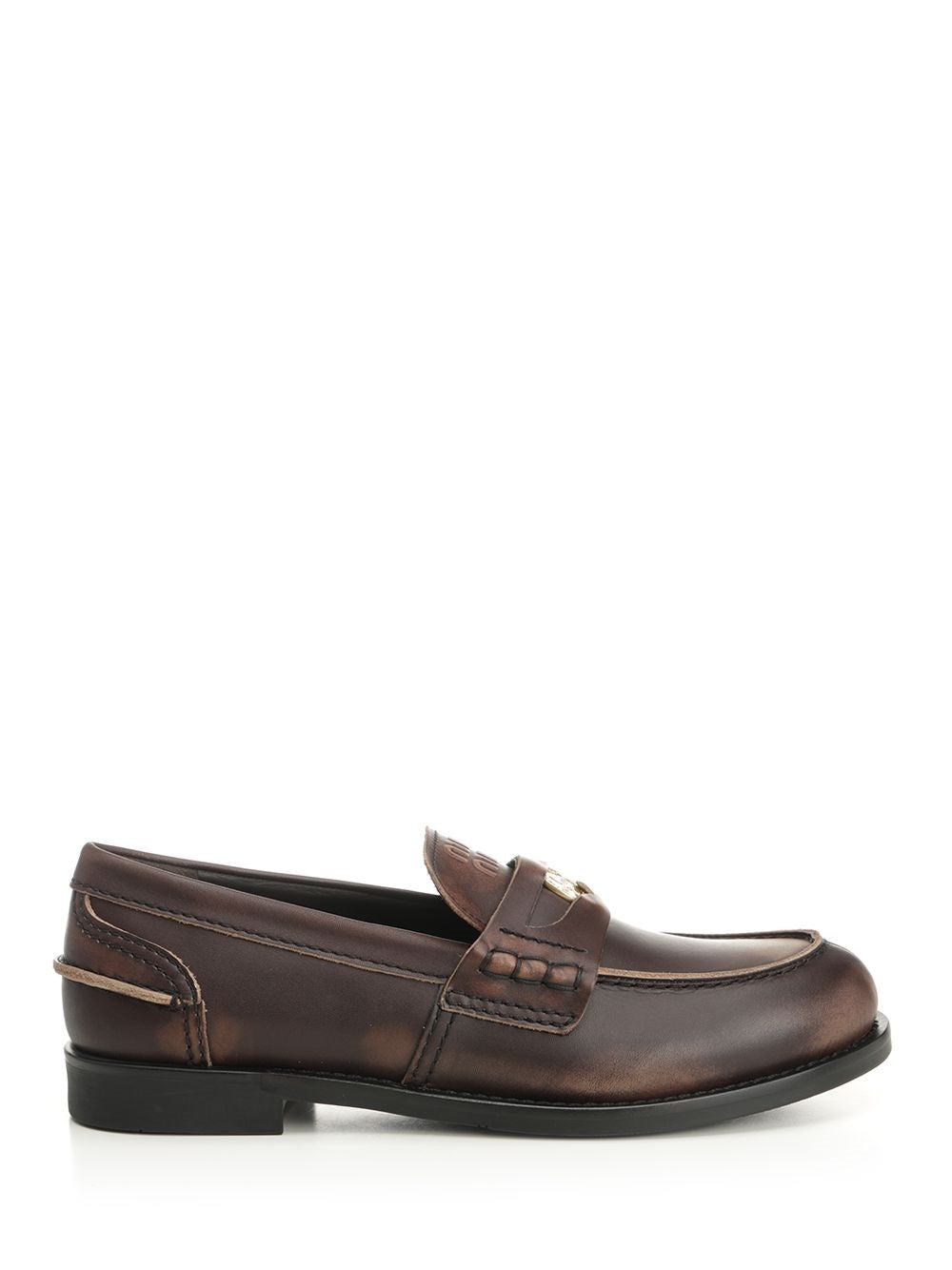Miu Miu Women Vintage Effect Leather Moccasins