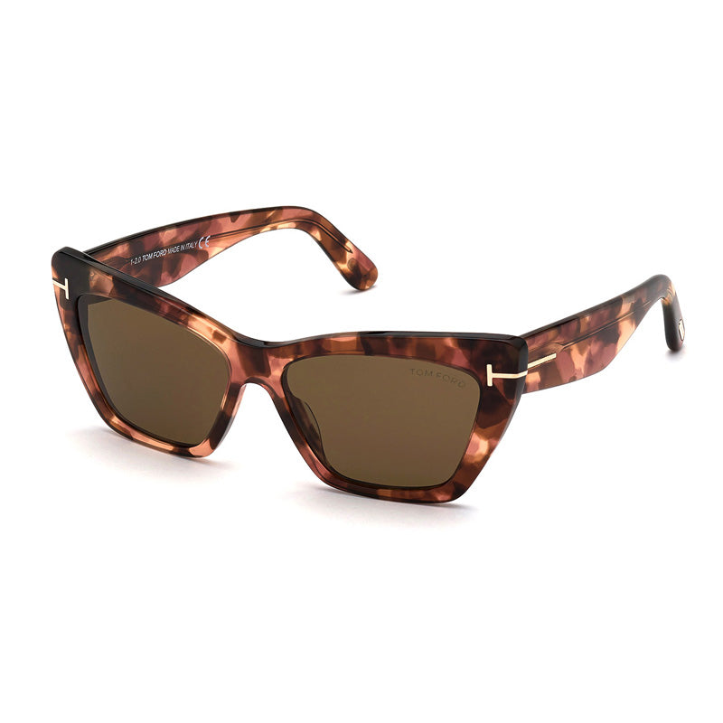Tom Ford Sunglasses Cat Eye Full Rim, ColoRed Havana Frame and Blue Lens FT087155V