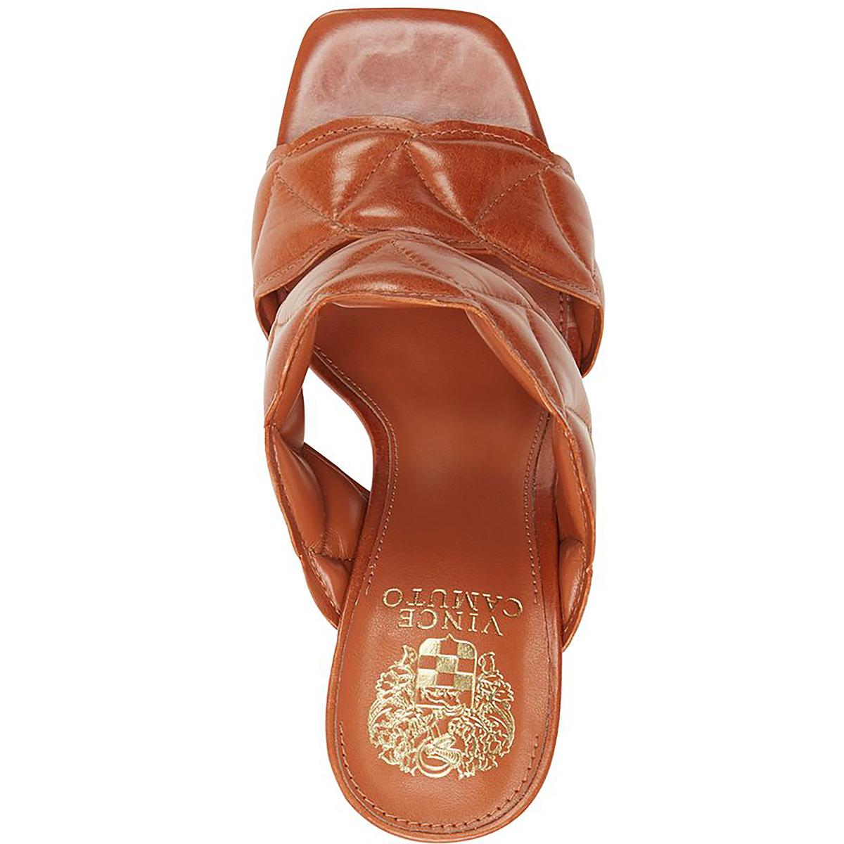 Renneya Womens Leather Square Toe Mule Sandals